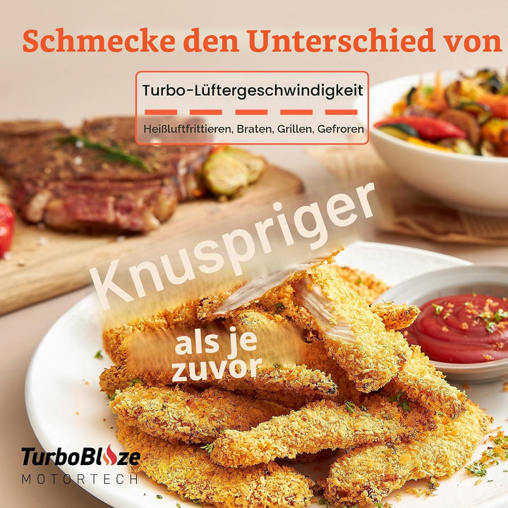 COSORI Turbo Blaze Luftfritteuse, 6 l, Air Fryer, 46% schneller, mit DC-Motor, 9-in-1-Öl-Fritteuse m