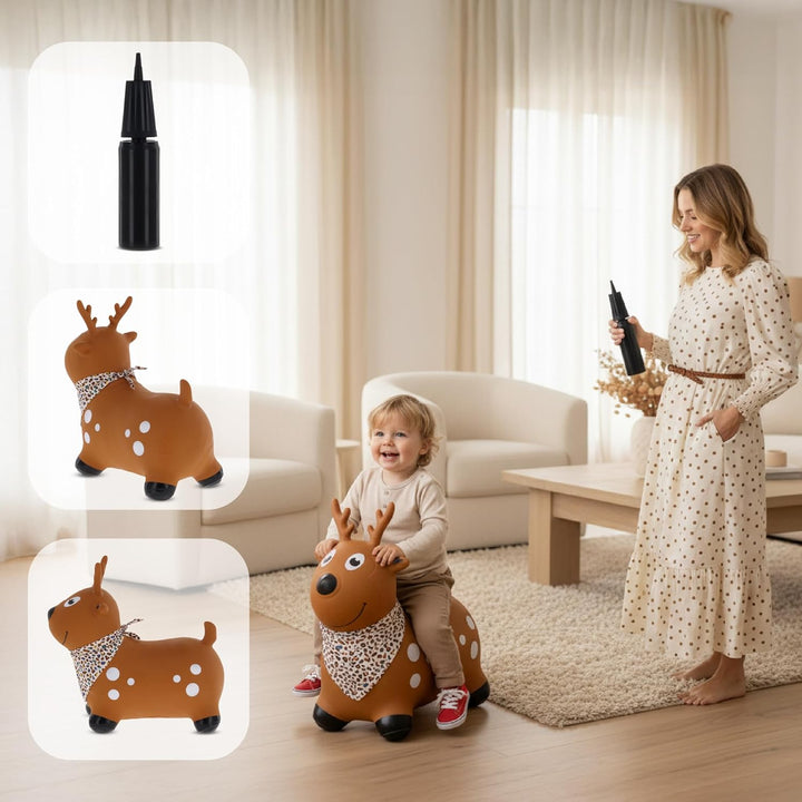 sun baby Hüpftiere ab 1 Jahr mit Pumpe aufblasbares Hüpfspielzeug aus Hochwertigem und Strapazierfäh