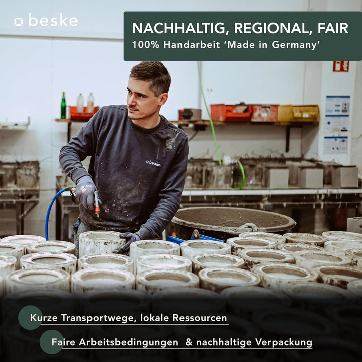 beske Betonfeuer® - DAS ORIGINAL | Modell 'Kea' | 13x13x13cm mit Dauerdocht | Premium Kerzenfresser