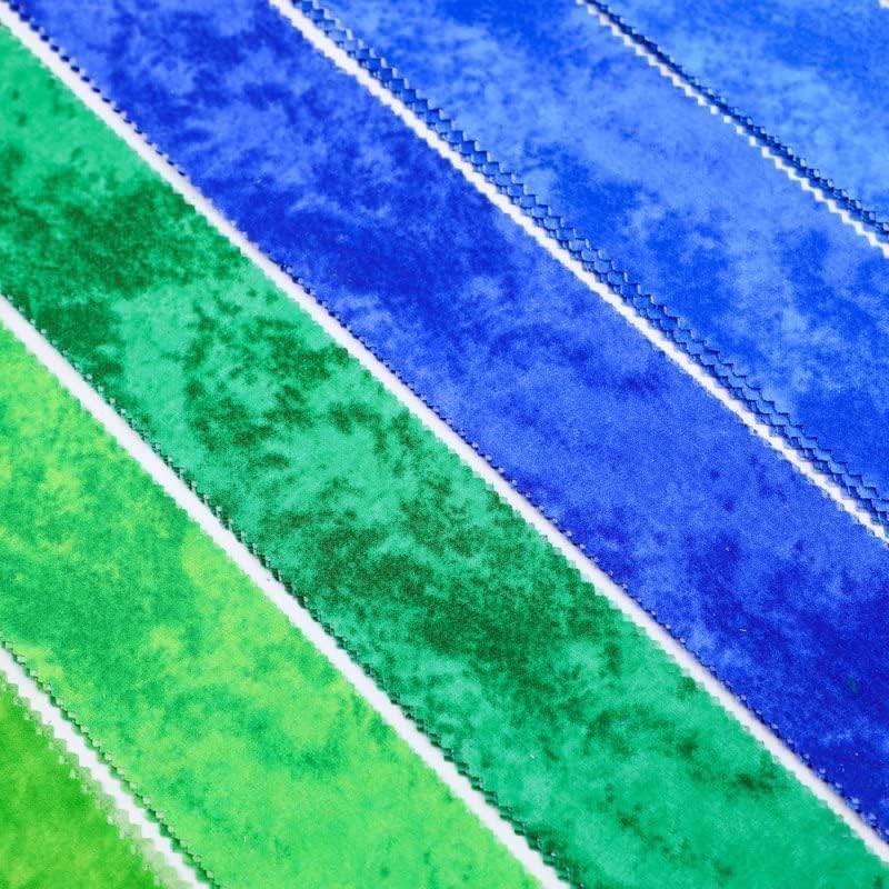 CraftsFabrics 6,3 x 112,7 cm, 20 Stück, blaue und grüne Streifen, 100 % Baumwolle, vorgeschnittener