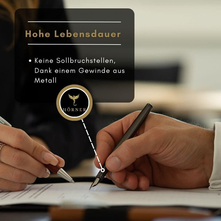 Hörner Fortress - Hochwertiger Füllfederhalter Metall I Premium Geschenkbox I Tinte in Schwarz I Lux