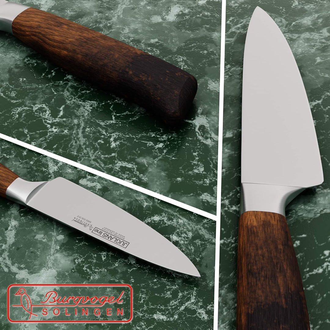 Burgvogel Solingen Juglans Line Kochmesser Walnussholz 15 cm, rostfrei, Küchenmesser scharf geschmie