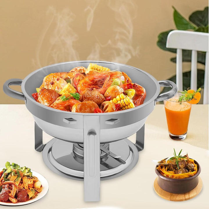 Chafing Dish Buffet Set, 5L Rund Warmhaltebehälter, Edelstahl Speisewärmer mit Lagerung der Deckel,