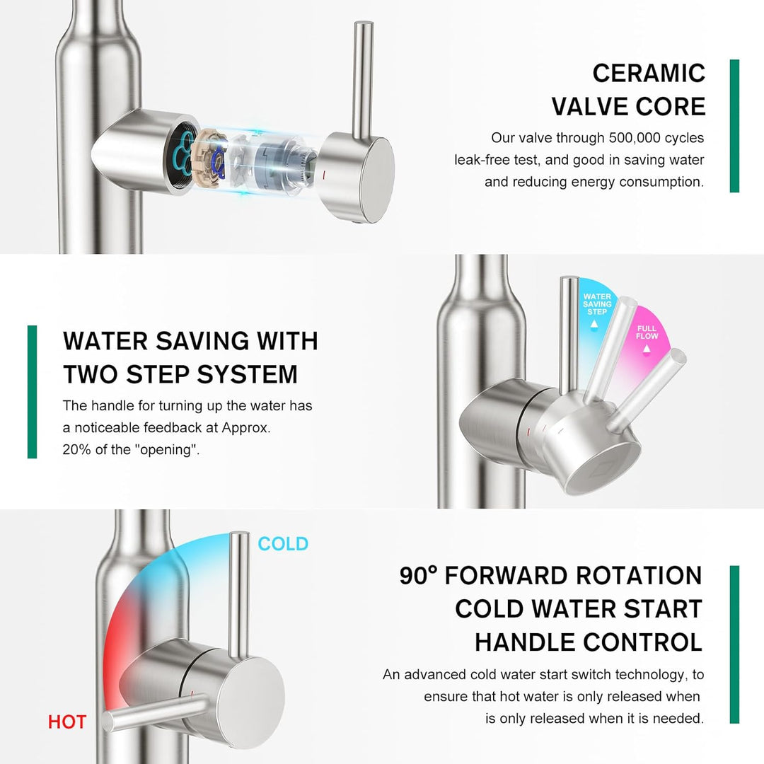 CREA Touch Sensor Wasserhahn Armatur Küche Ausziehbar, Küchenarmatur mit Brause Zwei Wasserstrahlart