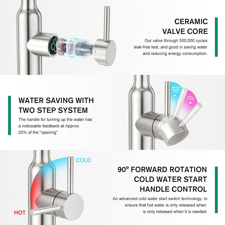 CREA Touch Sensor Wasserhahn Armatur Küche Ausziehbar, Küchenarmatur mit Brause Zwei Wasserstrahlart