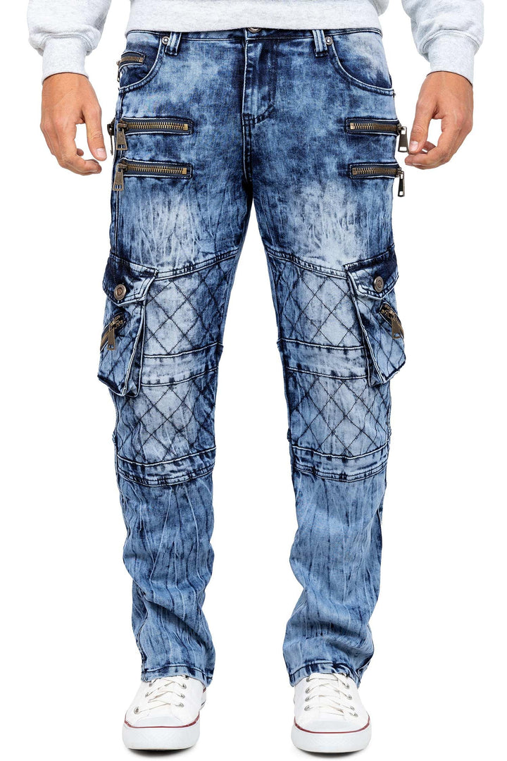KOSMO LUPO Herren Jeans - Regular-Fit mit Knopfleiste | Optimale Passform, 5-Pocket-Style, Kontrastn