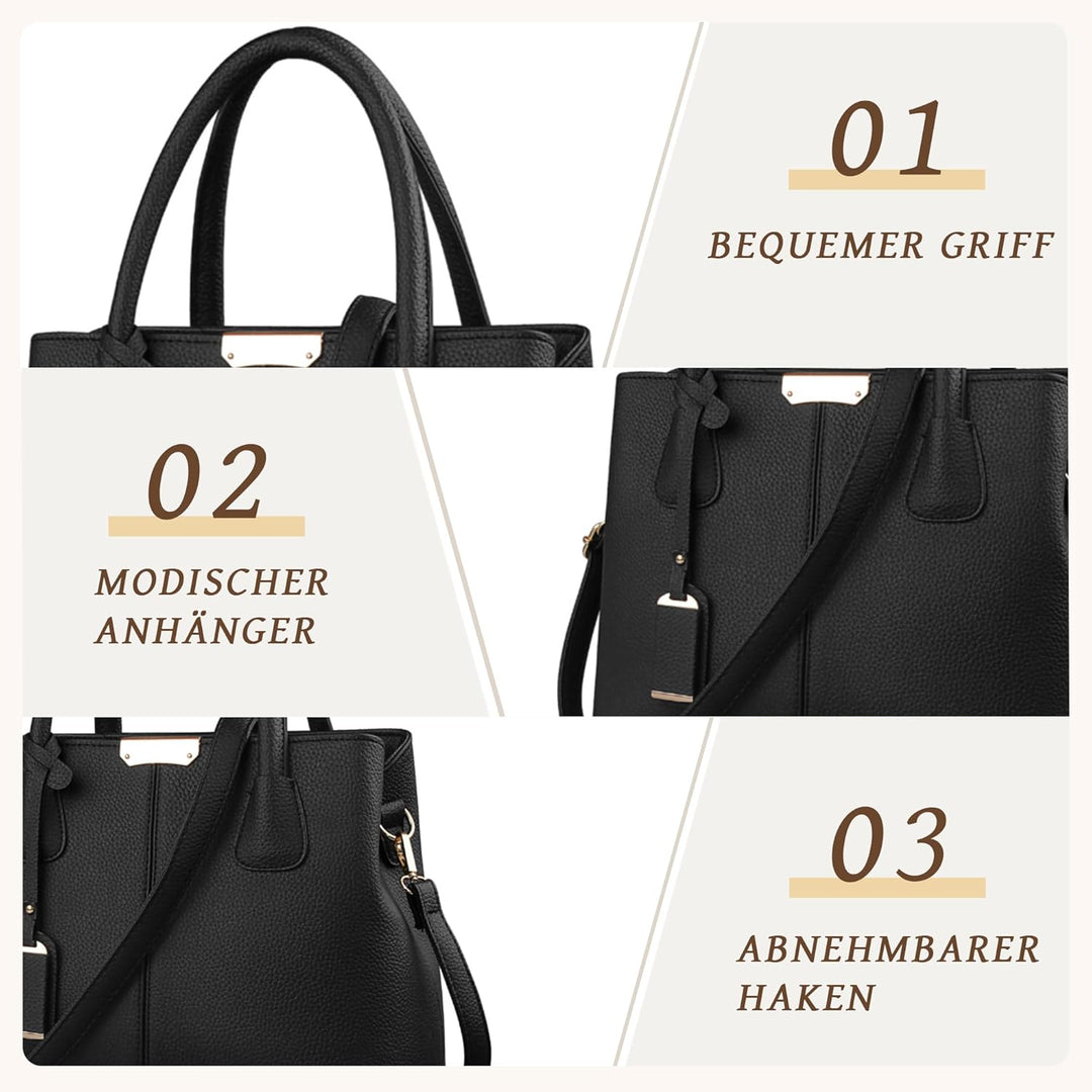 VARLIVOO Elegant Damen Handtasche Schultertasche Frauen Umhängetasche Taschen Shopper Wasserdicht PU