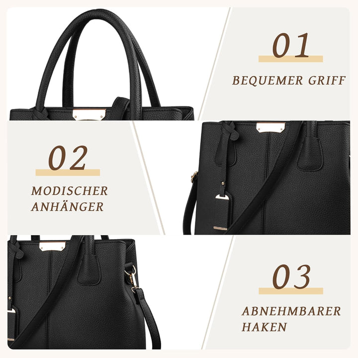 VARLIVOO Elegant Damen Handtasche Schultertasche Frauen Umhängetasche Taschen Shopper Wasserdicht PU