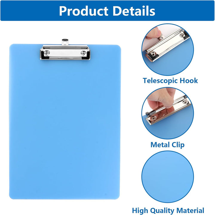 LOPYXBR A4 Klemmbrett aus Kunststoff mit Metallklemme und Aufhängeöse, 315x225mm Clipboard für Schul
