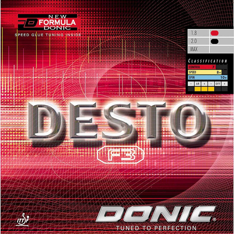 DONIC Belag Desto F3 Farbe 2,3 mm, rot, Grösse 2,3 mm, rot