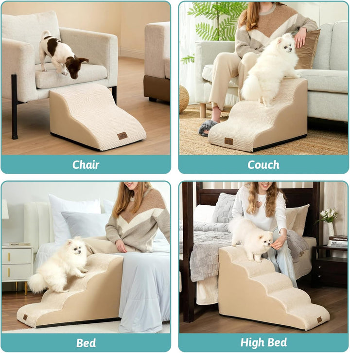 COZY KISS Hundetreppe für Kleine Hunde 40cm, Haustiertreppe für Couch aus Hochdichtem Schwamm, Hunde
