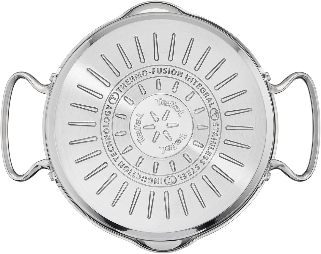 Tefal Duetto + 3 Töpfe 16/20/24 cm, 1 Stielkasserolle 16 cm aus Edelstahl, 3 Glasdeckel, Messmarkier