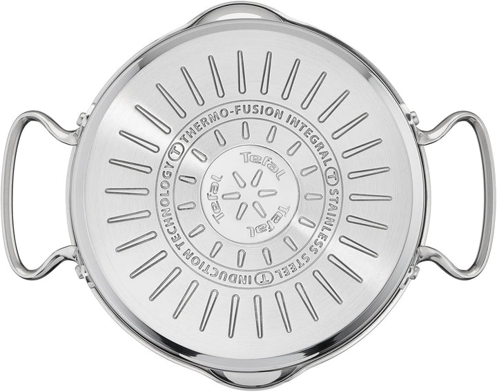 Tefal Duetto + 3 Töpfe 16/20/24 cm, 1 Stielkasserolle 16 cm aus Edelstahl, 3 Glasdeckel, Messmarkier