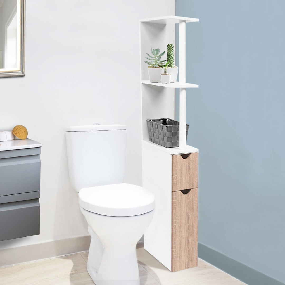 ProBache WC-Schrank, Holz, platzsparend, für Toilette, 2 Türen Buche