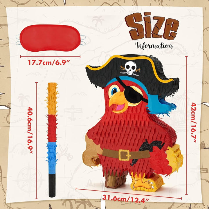WERNNSAI Piraten Pinata - Piraten Pinata Geburtstag Deko Junge Kinder Pirat Piñata mit Stock Augenbi