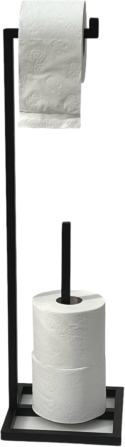 DanDiBo Toilettenpapierhalter Stehend Schwarz Metall 96459 Gäste WC Ständer Klopapierhalter Ersatzro