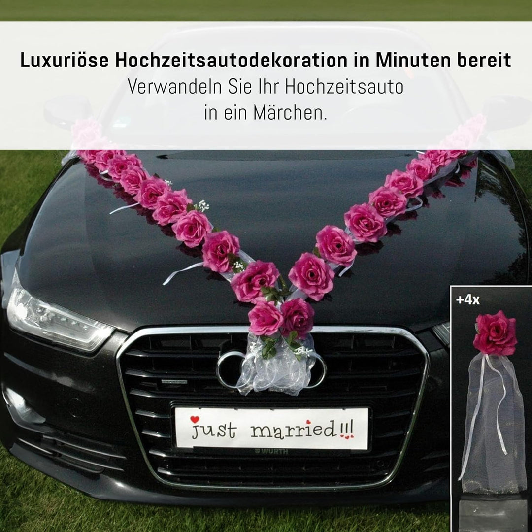 Rosen Girlande Braut Paar Rose Deko Dekoration Autoschmuck Hochzeit Car Auto Wedding ®Auto-schmuck D