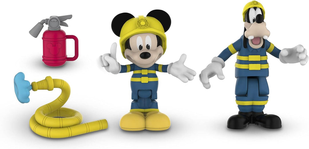 Mickey, 2 Figuren mit Gelenken, 7,5 cm, mit Zubehör, Feuerwehr Spielzeug für Kinder ab 3 Jahren, McC