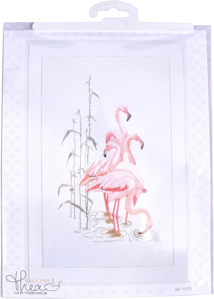 Thea Gouverneur - Kreuzstich-Set - Flamingo - Aida - 16 Count - Für Erwachsene - 1070A Aida Flamingo