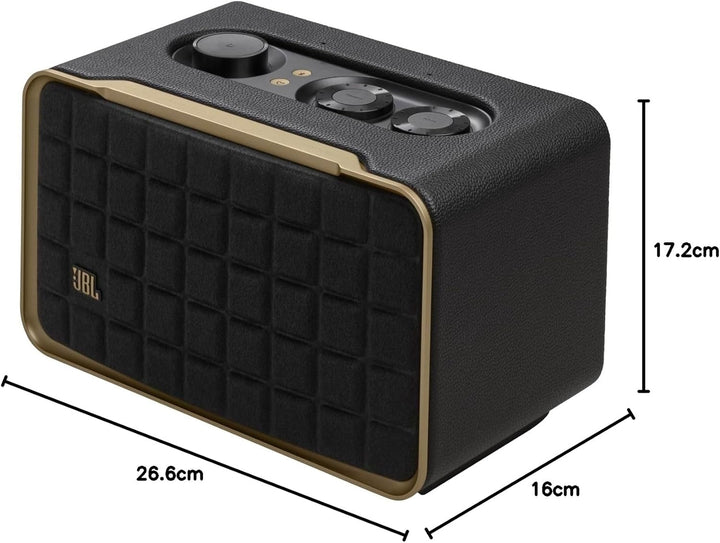 JBL Authentics 200 Smart Home Lautsprecher – 70er Jahre Retro-Design Bluetooth Box – Mit Quadrex Gri