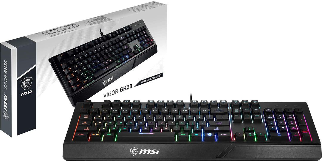MSI Vigor GK20 DE Gaming Tastatur (kabelgebunden, Membrane Switch, QWERTZ Layout, schwarz, ) ohne Ma