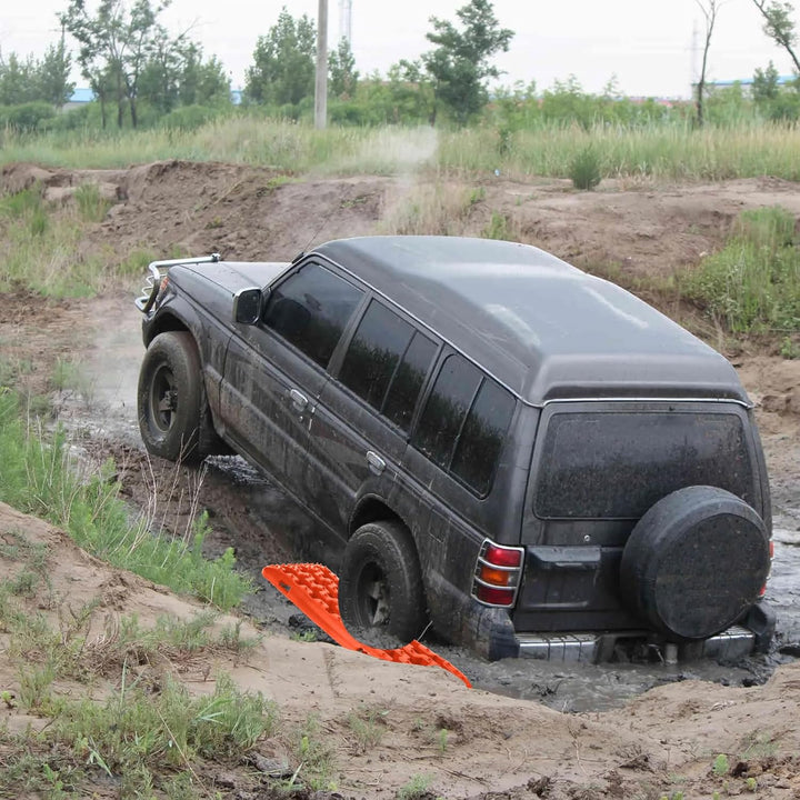 NAIZY 2x Sandbleche Offroad Traktionsmatte Kunstoff Anfahrhilfe Recovery Board Tracks mit Aufbewahru