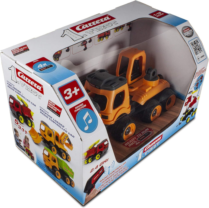 Carrera RC First Bagger - Backhoe Loader mit Controller I Ferngesteuertes Auto ab 3 Jahren für drinn