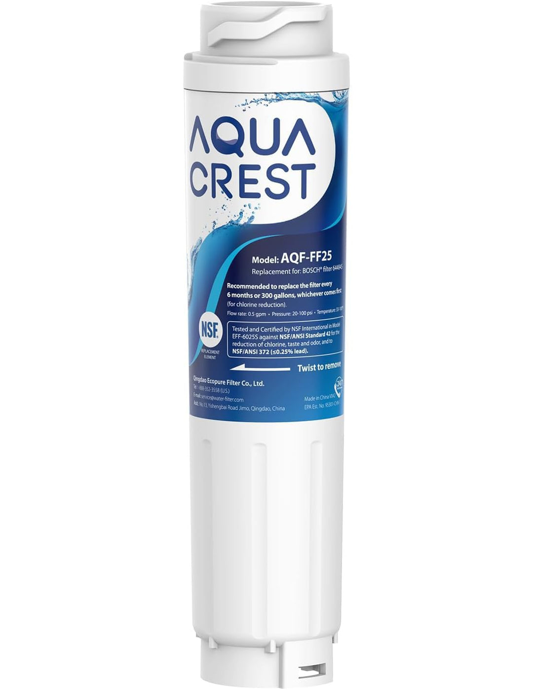 AQUACREST 644845 Wasserfilter Kühlschrank Siemens, Ersatz für Bosch Ultra Clarity Wasserfilter 64484