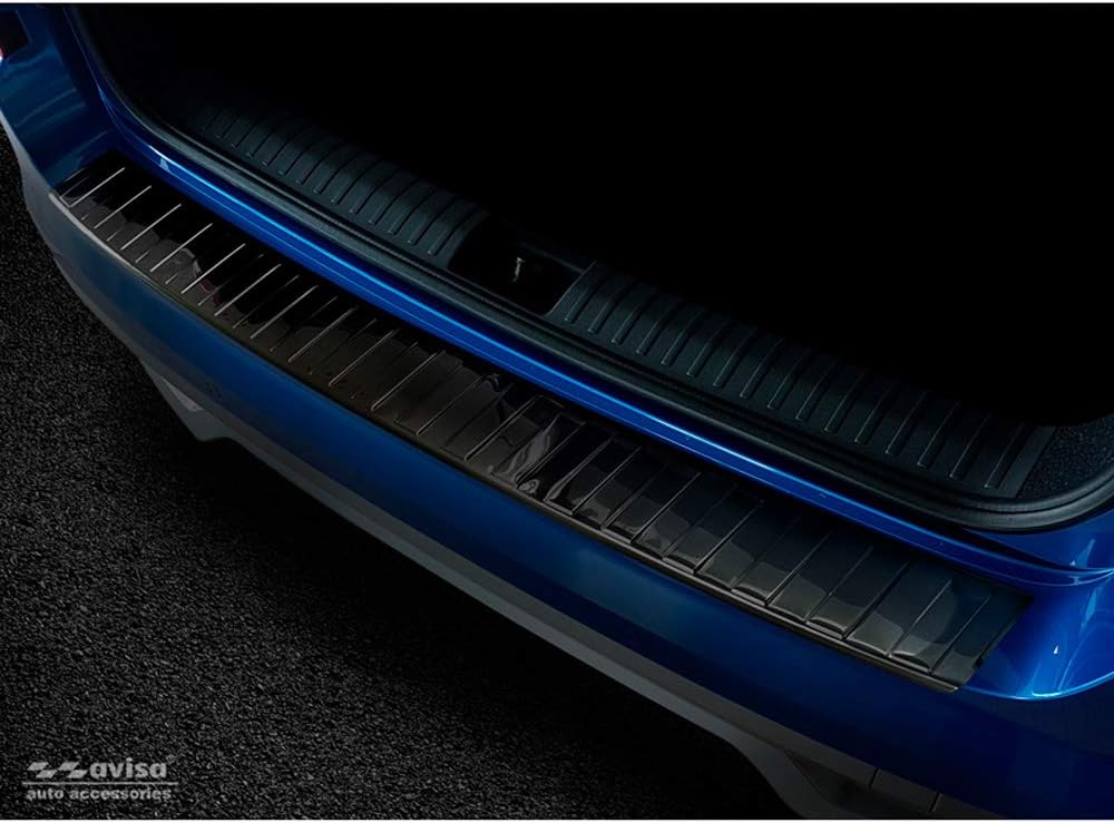Avisa Schwarz Edelstahl Heckstossstangenschutz kompatibel mit Skoda Kamiq 2019- 'Ribs'