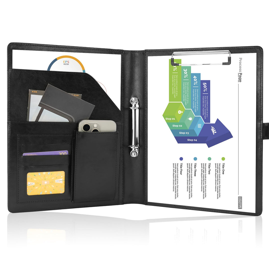 Schreibmappe 2 Ringbuch A4 Konferenzmappe Magnetischer Verschluss Wasserdicht Organizer Mappe Dokume