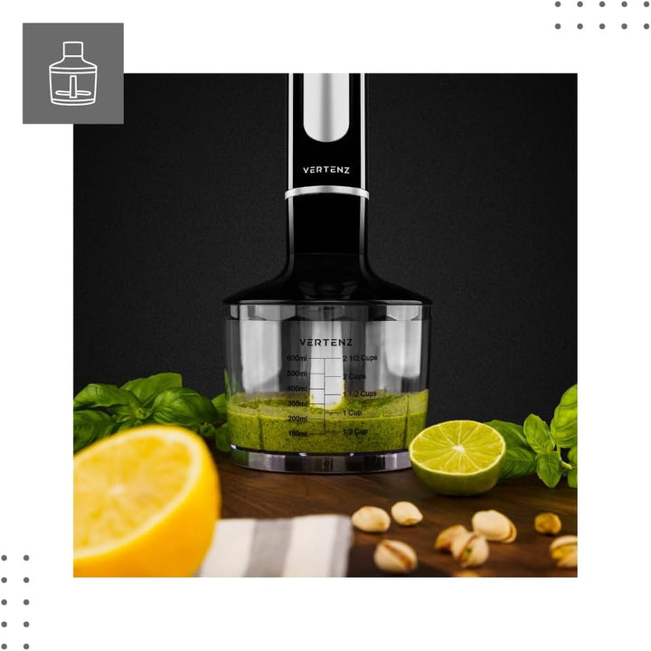 VERTENZ Titan 40 | Stabmixer Elektrischer 3-en-1 | Mix- und Messbecher 860ml | Schneebesen | Zerklei