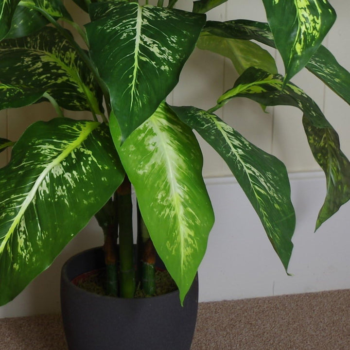 Leaf Kunstpflanze mit Blättern, einfarbig, Kunststoff With Plain Plastic pot With Plain Plastic Pot,