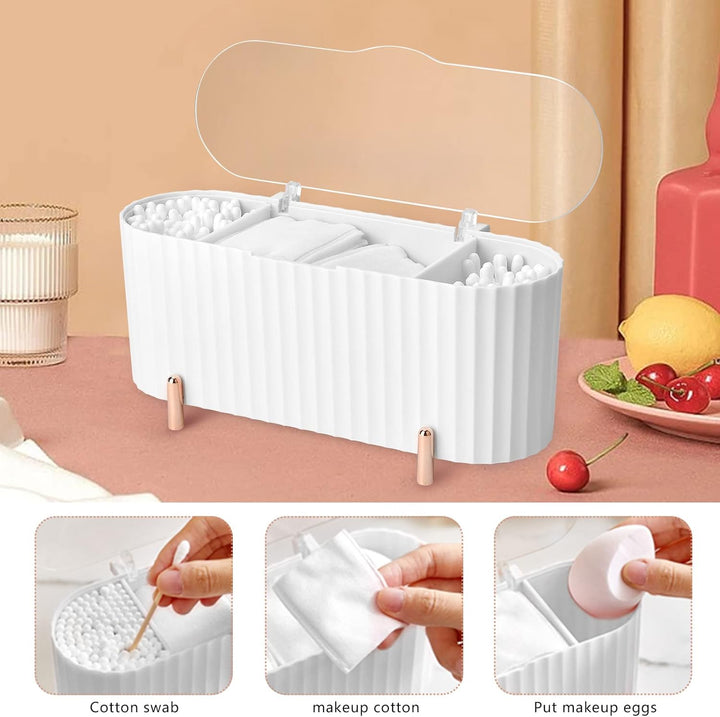 Make Up Kosmetik Organizer, Wattepads Aufbewahrung mit Deckeln, Wattestäbchen Behälter Lidschattenpi