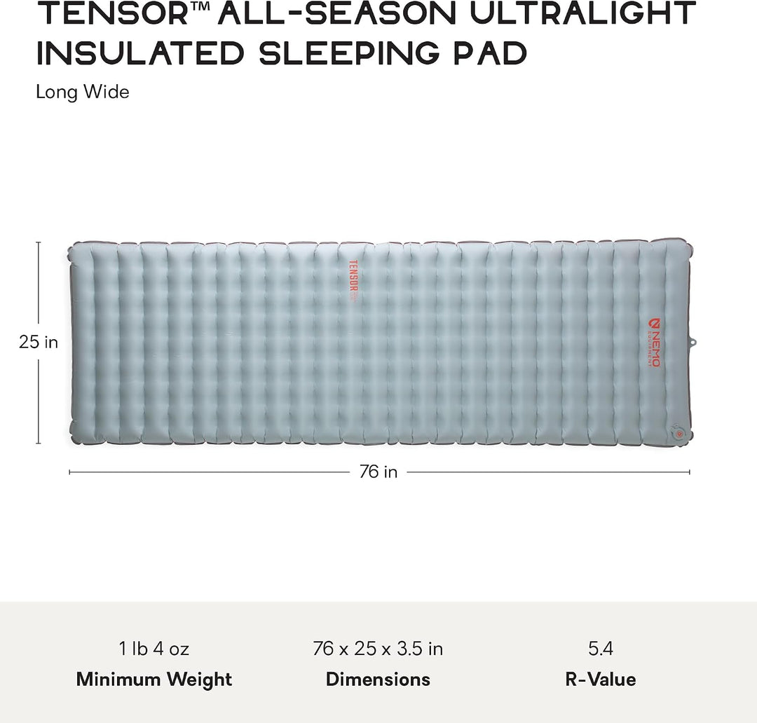 NEMO Equipment Tensor Ultraleichte Isolierte Allwetter-Schlafmatratze - Lang und Breit (193 x 63,5 c