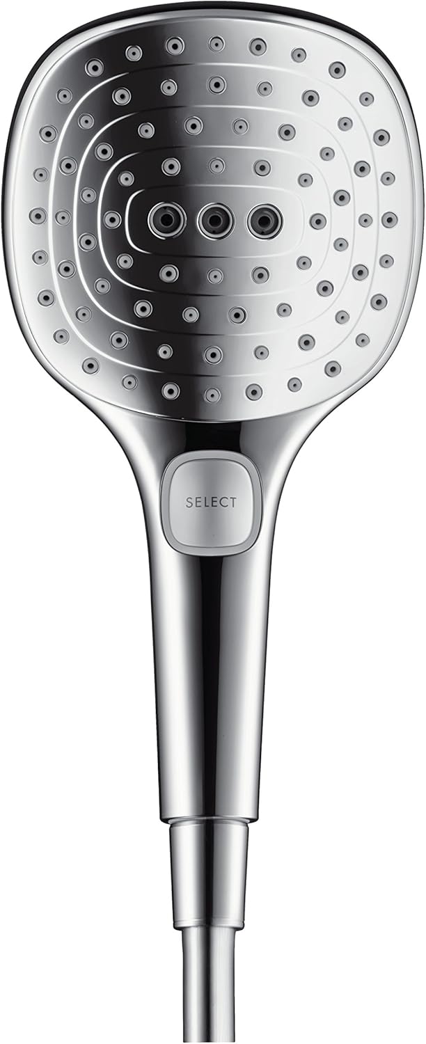 hansgrohe Raindance Select E 120 wassersparendes Duschset 0,90m, 3 Strahlarten, mit Seifenablage, Ch