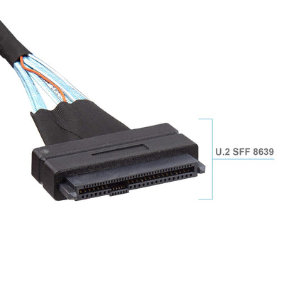 12G Internal Mini SAS SFF-8643 to U.2 SFF-8639 NVMe SSD Cable with 15 pin Male SATA Power Connector,