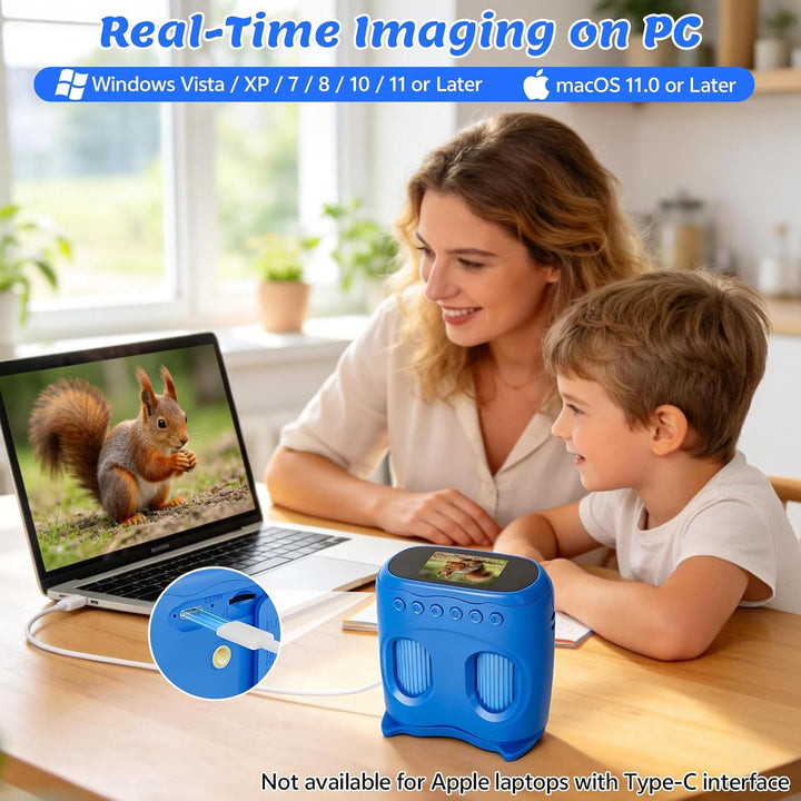 2-in-1 Digitales Mikroskop für Kinder, 1080P HD 2.0" Bildschirm Taschenmikroskop, 1000X, 8 LED Foto
