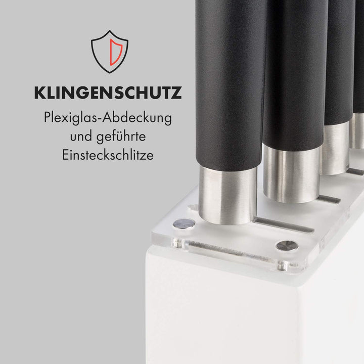 Klarstein Kitano Plus Messer-Set - 9 tlg. Set mit Holzblock und Bambus-Schneidebrett, 7 Präzisionskl