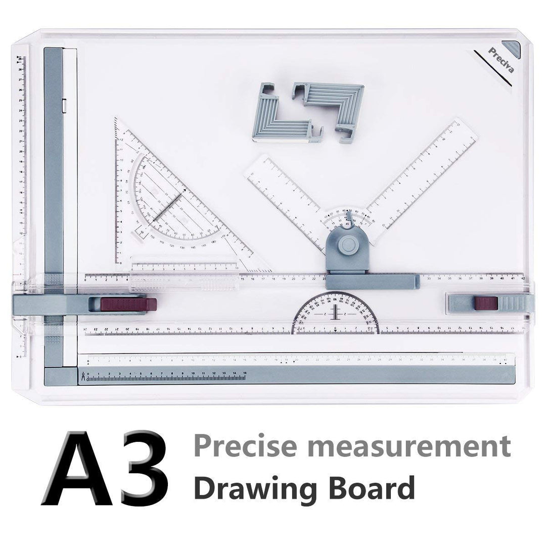 A3 Zeichenplatte, Preciva A3 Zeichenbrett DIN A3 Zeichentisch mit Zubehör 51 x 36,5 CM -