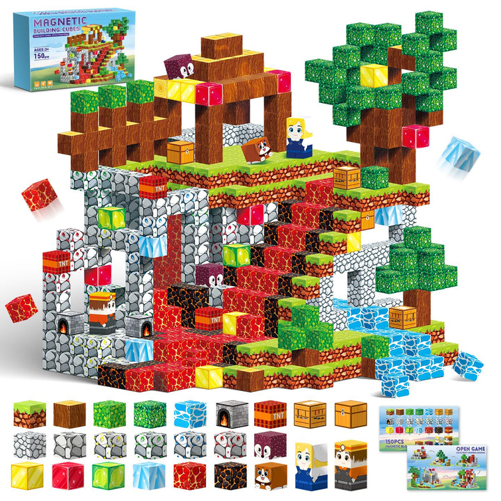 Magnetische Bausteine 150 Teile, Magnetbausteine Kinder ab 3-10 Jahren Jungen und Mädchen, Bauwelt M