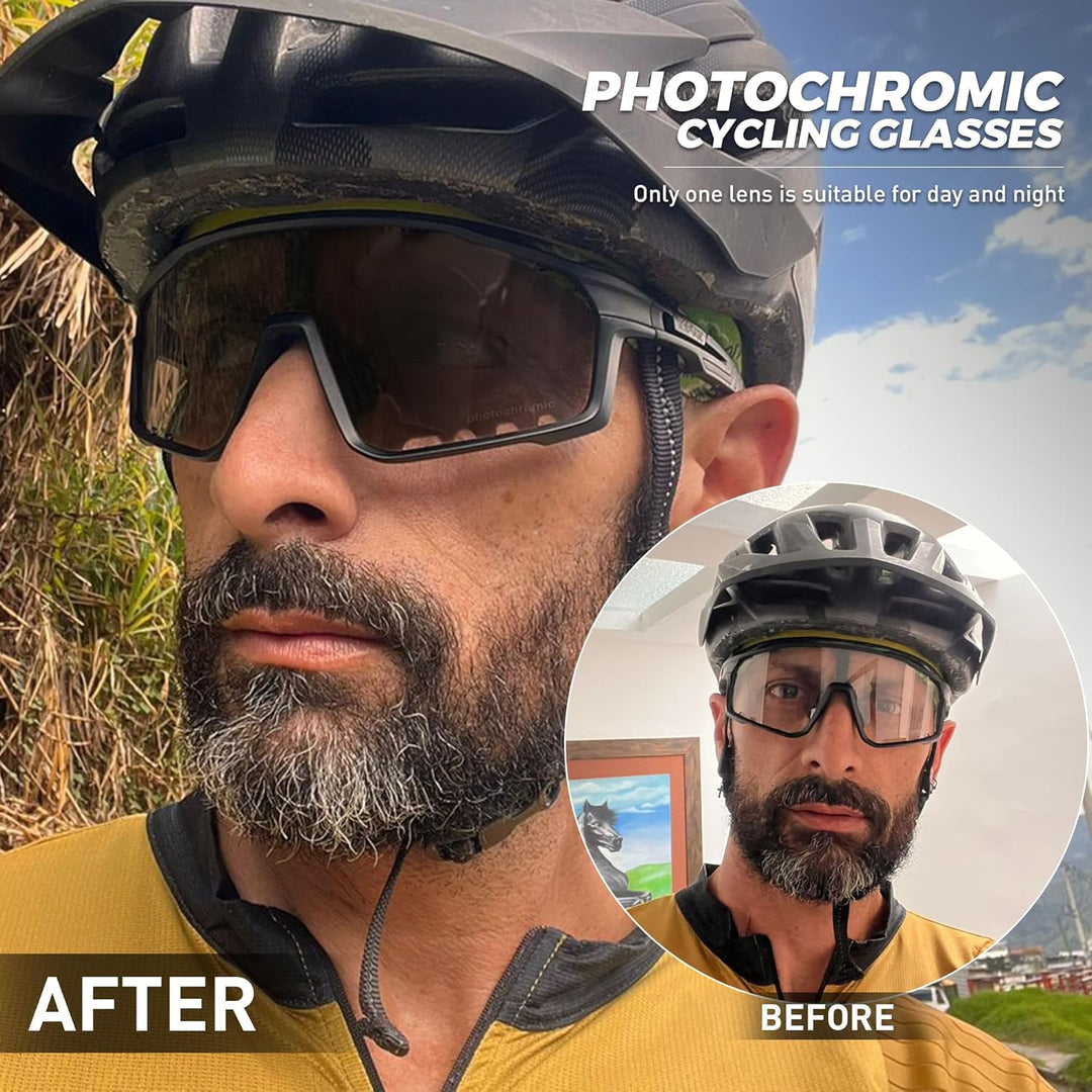 KAPVOE Photochromatische Fahrradbrille MTB Brille Selbsttönend Klar Radbrille Rennrad Sportbrille So