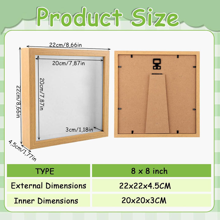 4 Stück 3D Bilderrahmen zum Befüllen 20x20 cm, Bilderrahmen Tief zum Befüllen, 3D-Rahmen bilderrahme