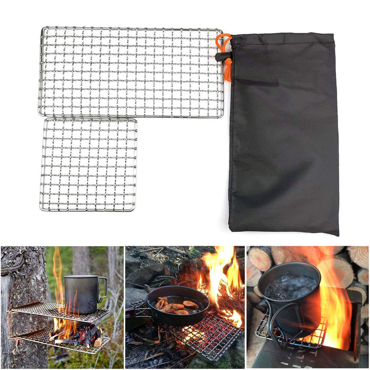 Rayeeley Bushcraft Grills Backpacker Grills, Lagerfeuer Kochen, Grillrost, hochfeste Outdoor-Netzaus