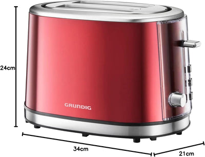 Grundig TA 6330 Toaster Red Sense, 18 centimeters l x 32 centimeters w x 20 centimeters h, Single