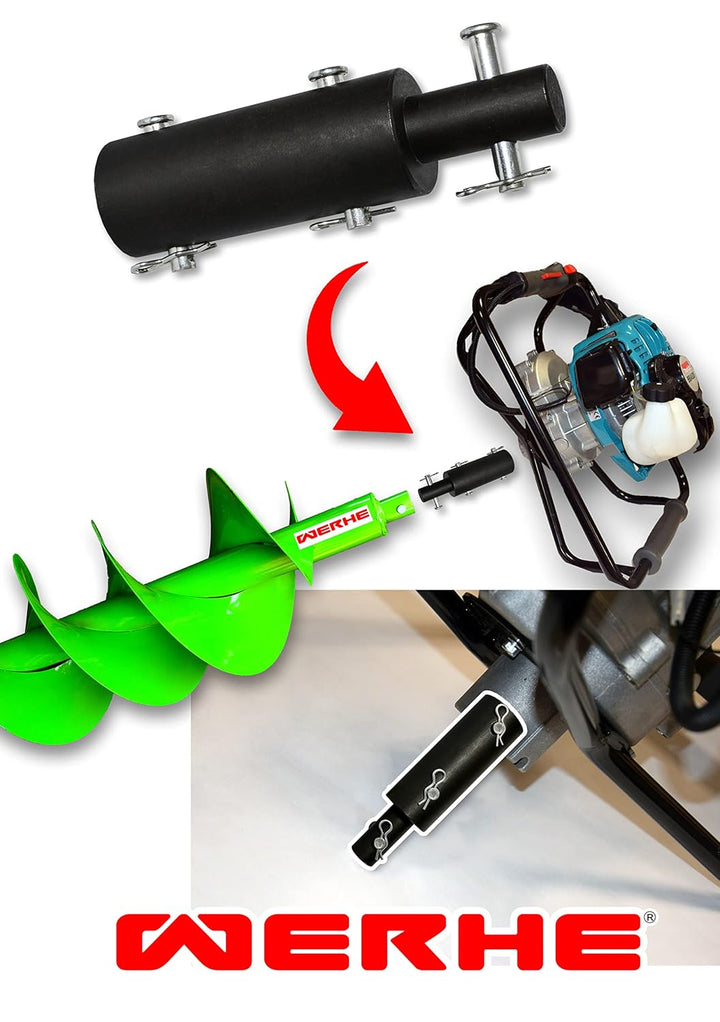 WERHE Profi Bohrer für Erdbohrer 60mm Doppel-Welle Florbohrer Brunnenbohrer robuste Bohrspitze geeig