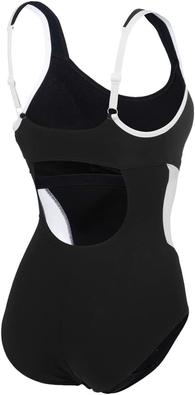 ARENA Damen Makimurax Low Cup R One Piece Swimsuit, Black-white, 48 EU