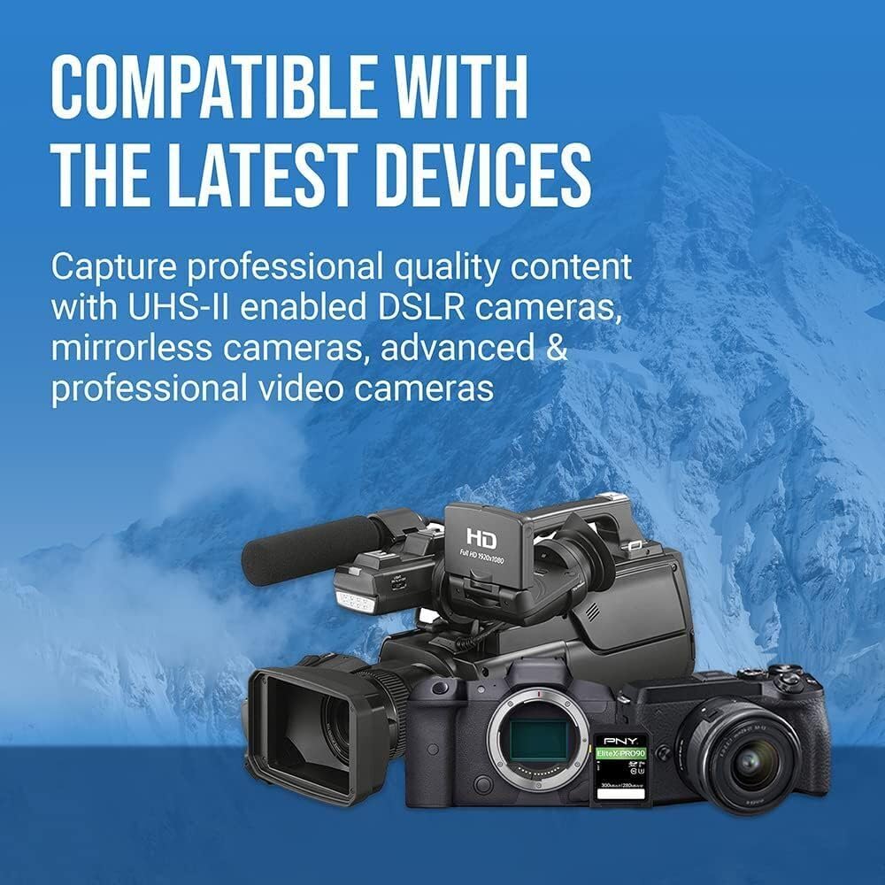 PNY 256GB X-PRO 90 Class 10 U3 V90 UHS-II SD Flash Memory Card 256GB UHS-II EliteX-PRO 90, 256GB UHS
