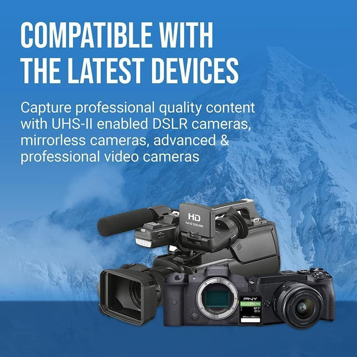 PNY 256GB X-PRO 90 Class 10 U3 V90 UHS-II SD Flash Memory Card 256GB UHS-II EliteX-PRO 90, 256GB UHS