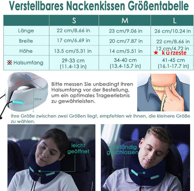 Joscoal Nackenkissen Reisen Flugzeug Reisekissen Bietet Doppelte Unterstützung Memory Foam für Auto-