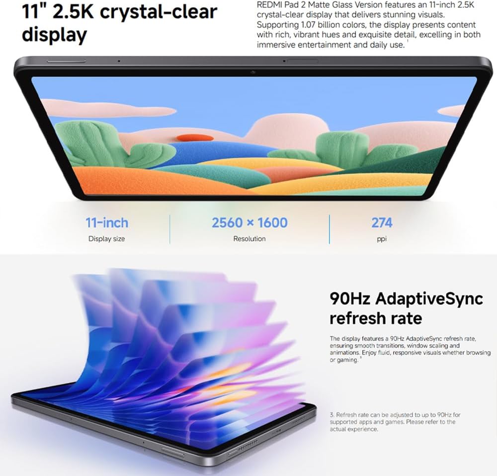 XIAOMI Redmi Pad 2, Tablet, 4 + 128 GB Massive 9000 mAh (Typ) Advanced Helio G100-Ultra Quad Speaker